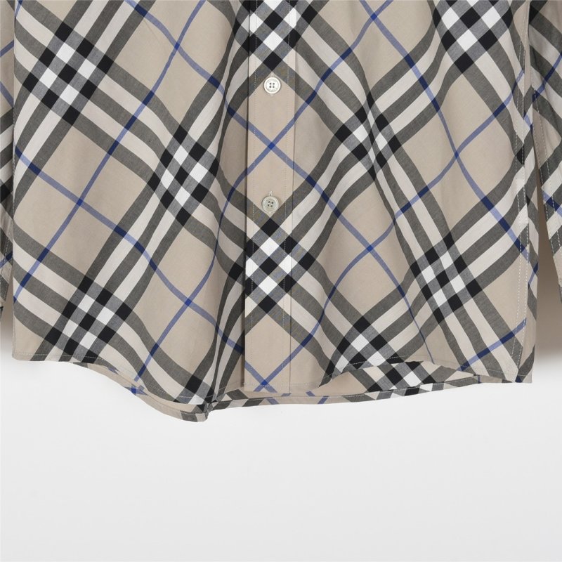 Burberry Check Plaid Long-Sleeve Shirt Cream/Black view