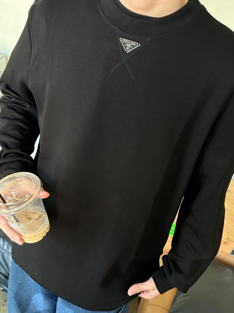 Prada Black Long Sleeve Triangle Logo T-Shirt view