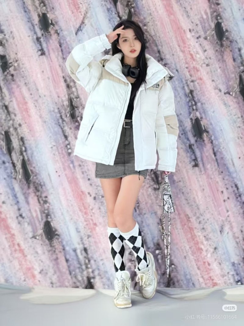 The North Face White Cream Puffer Down Jacket view
