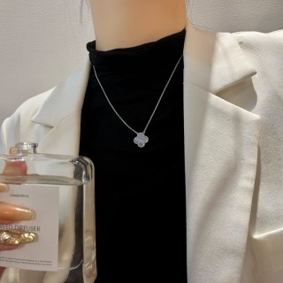 Silver Clover Pendant Necklace view 2
