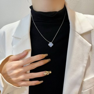 Silver Clover Pendant Necklace view 3