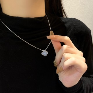 Silver Clover Pendant Necklace view 5