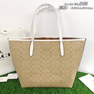 Coach City Tote Bag Beige & White view 3