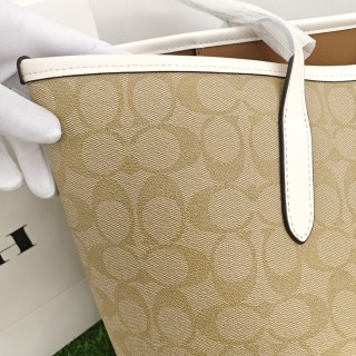 Coach City Tote Bag Beige & White view 6