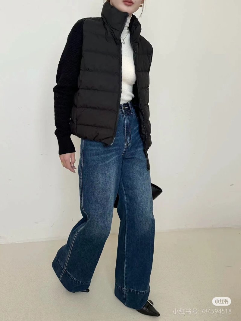 Moncler Black Quilted Down Puffer Jacket with Knit Sleeves view