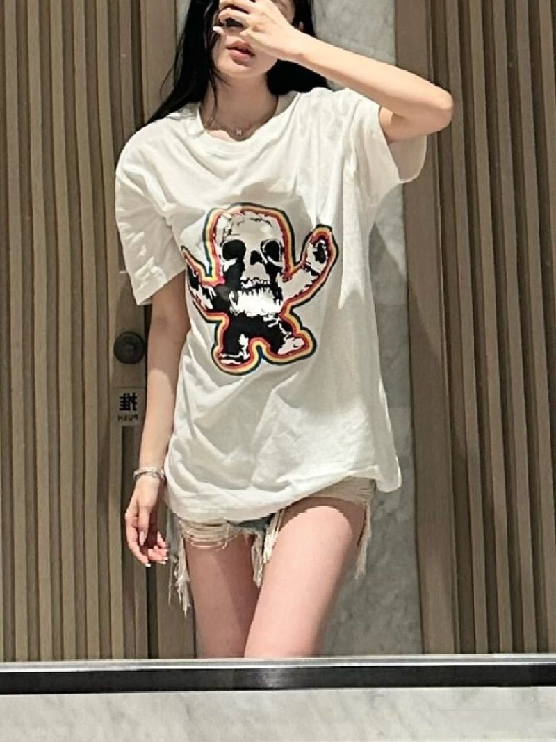 White Skull Graphic Short Sleeve T-Shirt