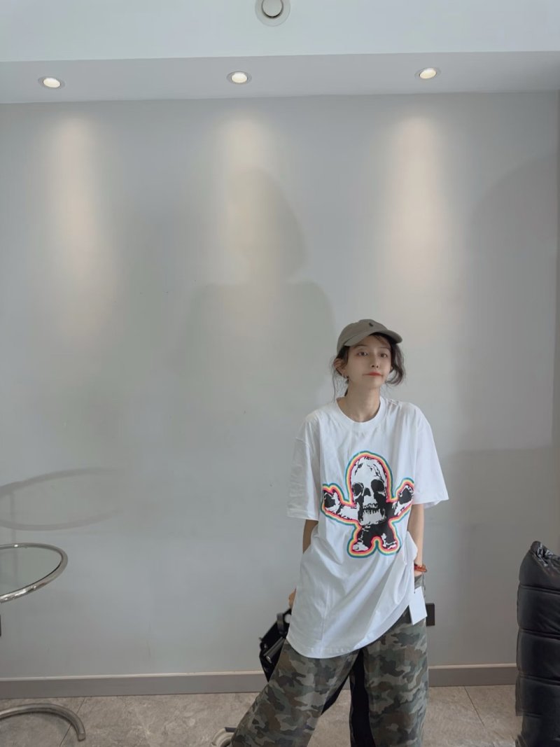 White Skull Graphic Short Sleeve T-Shirt view