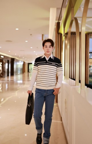 Polo Navy & White Striped Short-Sleeve Shirt view 8