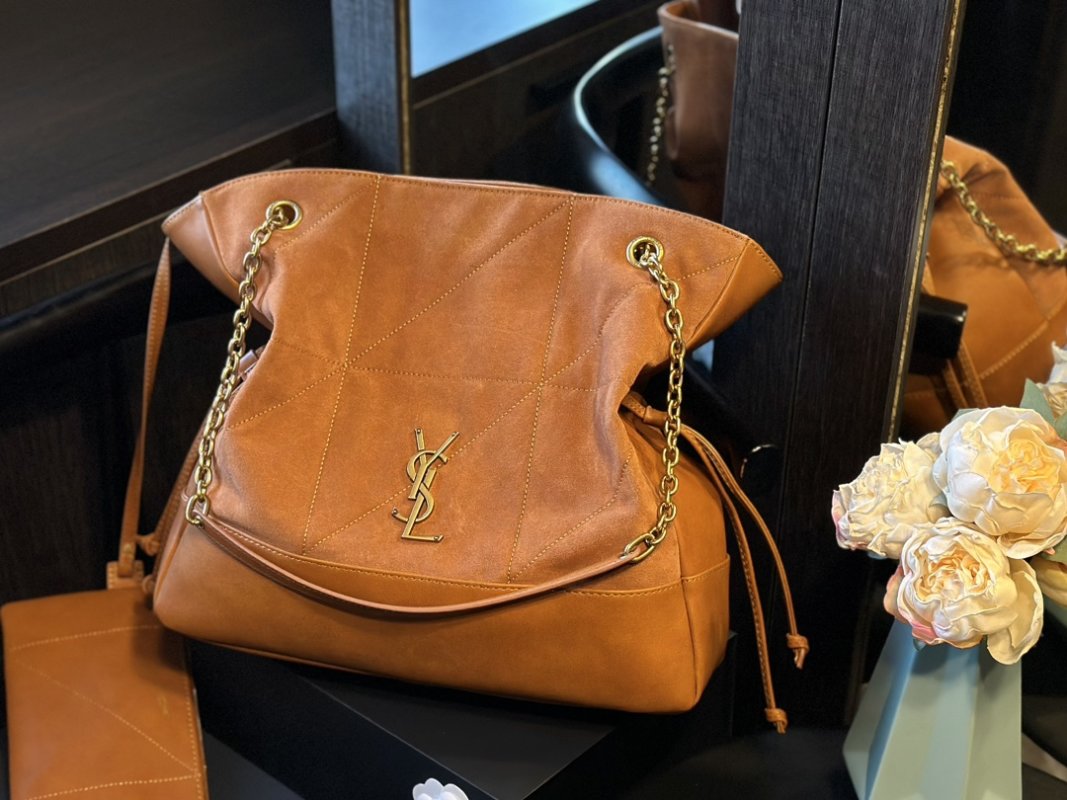 Saint Laurent YSL Quilted Tote Bag Cognac
