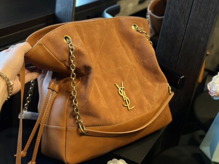 Saint Laurent YSL Quilted Tote Bag Cognac view 3