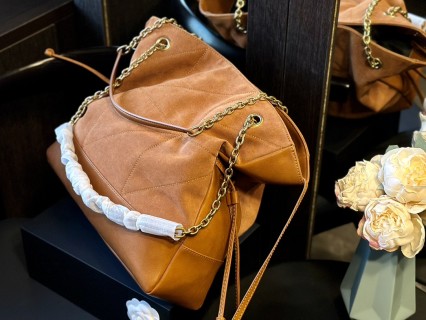 Saint Laurent YSL Quilted Tote Bag Cognac view 5
