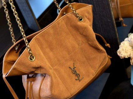 Saint Laurent YSL Quilted Tote Bag Cognac view 8