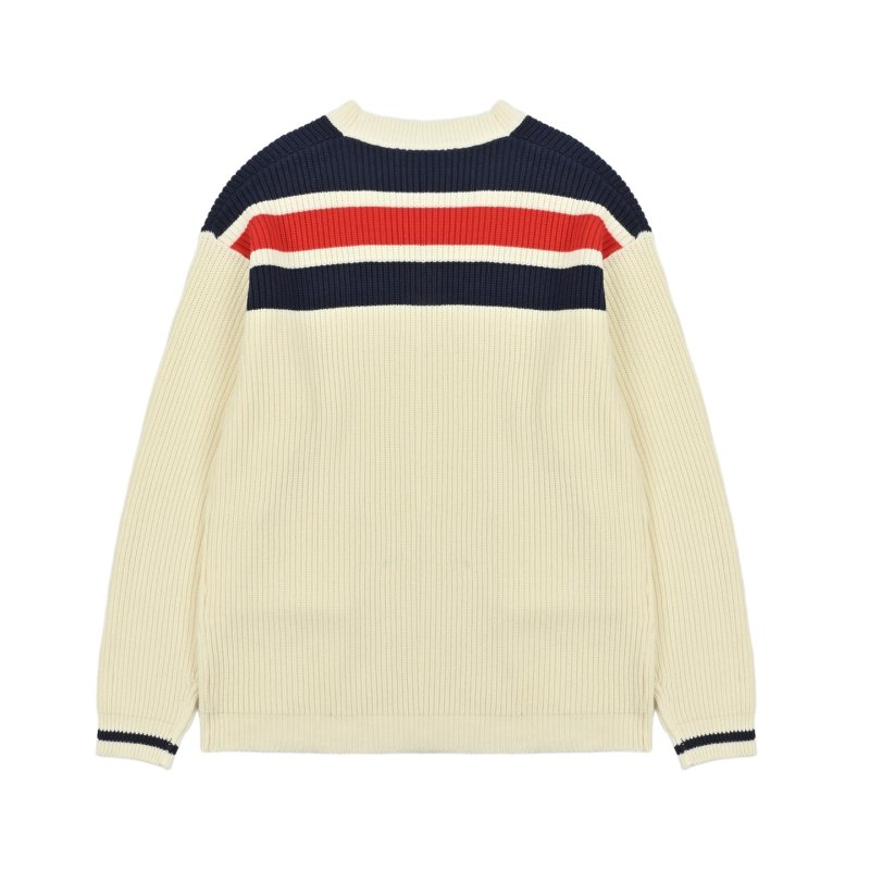Gucci Cream Wool Cardigan with Red & Navy Stripes view