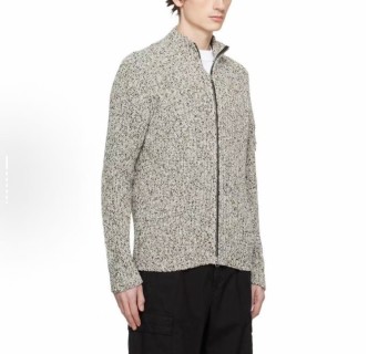 Stone Island Grey Ribbed Knit Zip Cardigan view 2