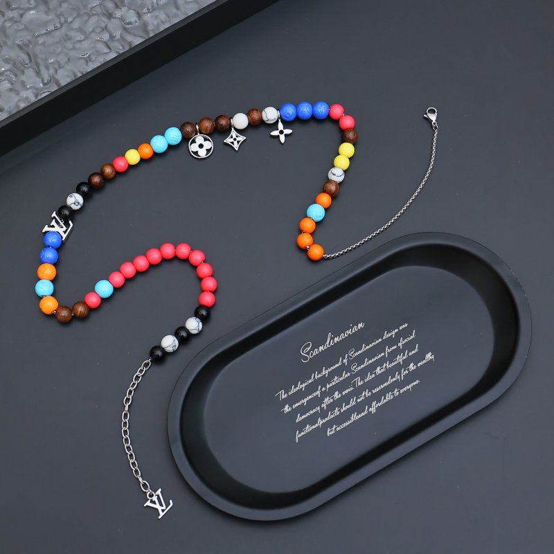 LV Surfin Beads Multicolor Resin & Wood Necklace
