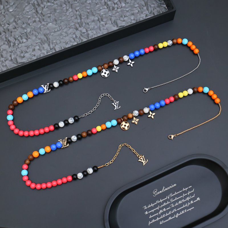 LV Surfin Beads Multicolor Resin & Wood Necklace view