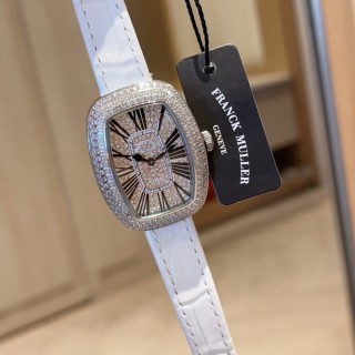 Franck Muller Ellipse Diamond Pavé Watch Red Leather Strap view 2