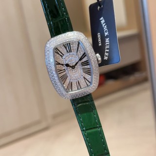 Franck Muller Ellipse Diamond Pavé Watch Red Leather Strap view 4
