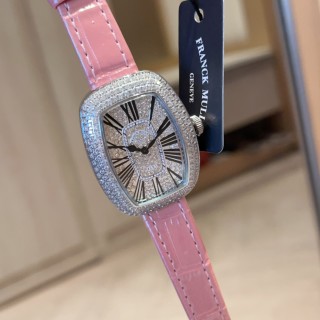 Franck Muller Ellipse Diamond Pavé Watch Red Leather Strap view 5