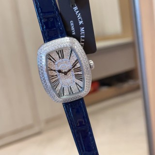 Franck Muller Ellipse Diamond Pavé Watch Red Leather Strap view 7