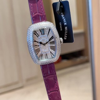 Franck Muller Ellipse Diamond Pavé Watch Red Leather Strap view 8
