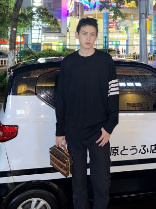 Essentials Black Sweatshirt with White Striped Sleeve Detail view 2