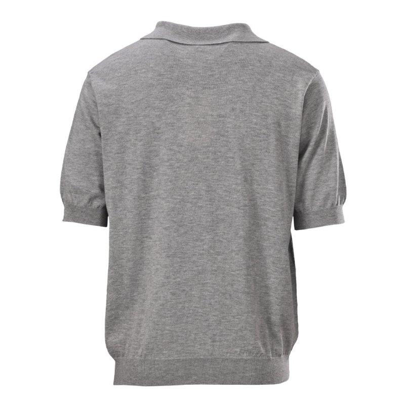 Grey Knit Polo Shirt with Collar – Classic 3/4 Sleeve view