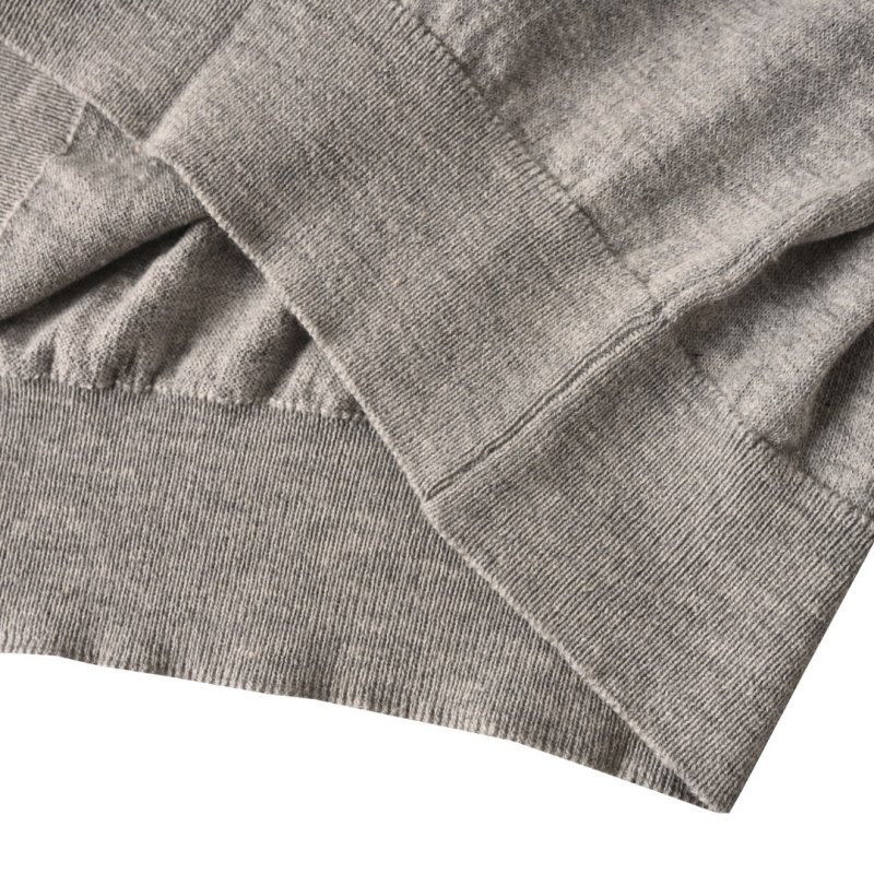 Grey Knit Polo Shirt with Collar – Classic 3/4 Sleeve view