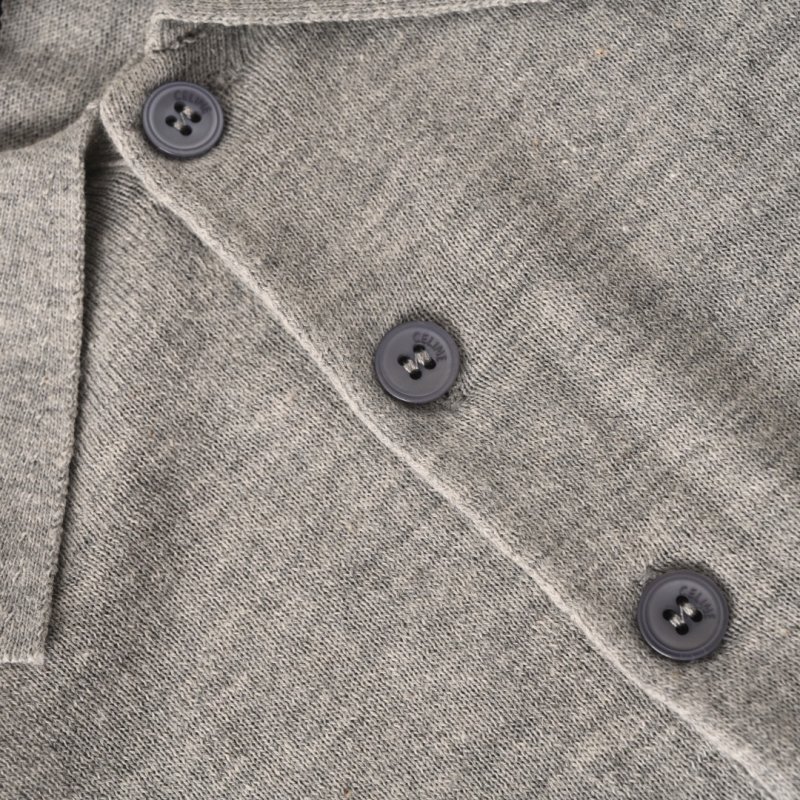 Grey Knit Polo Shirt with Collar – Classic 3/4 Sleeve view