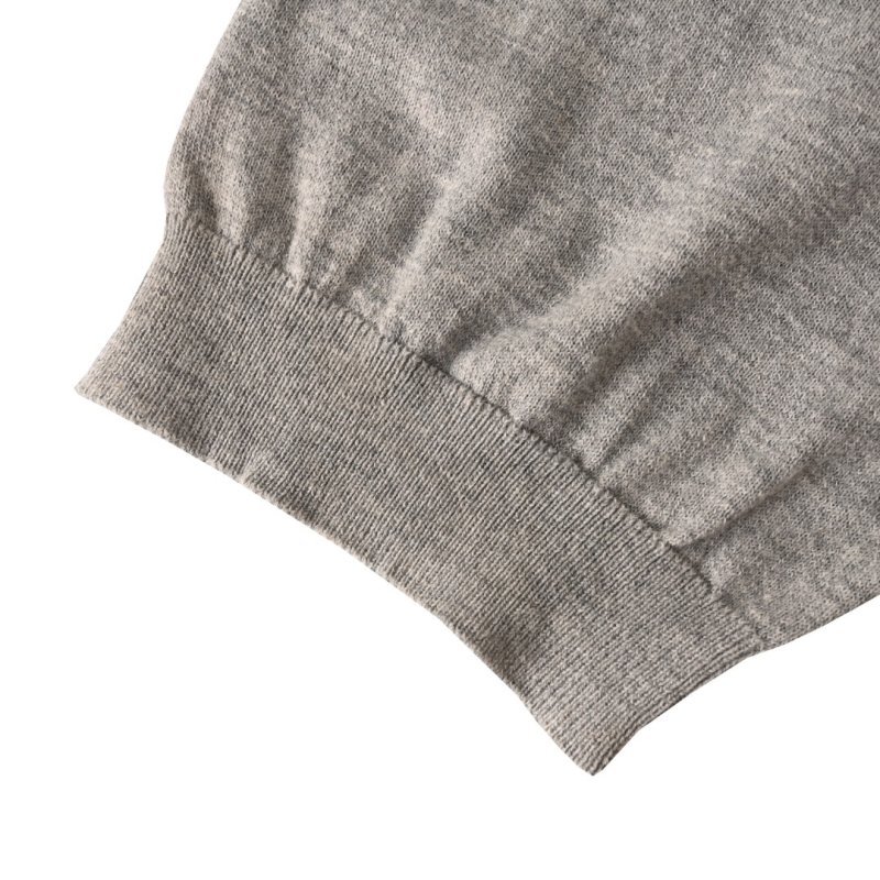 Grey Knit Polo Shirt with Collar – Classic 3/4 Sleeve view