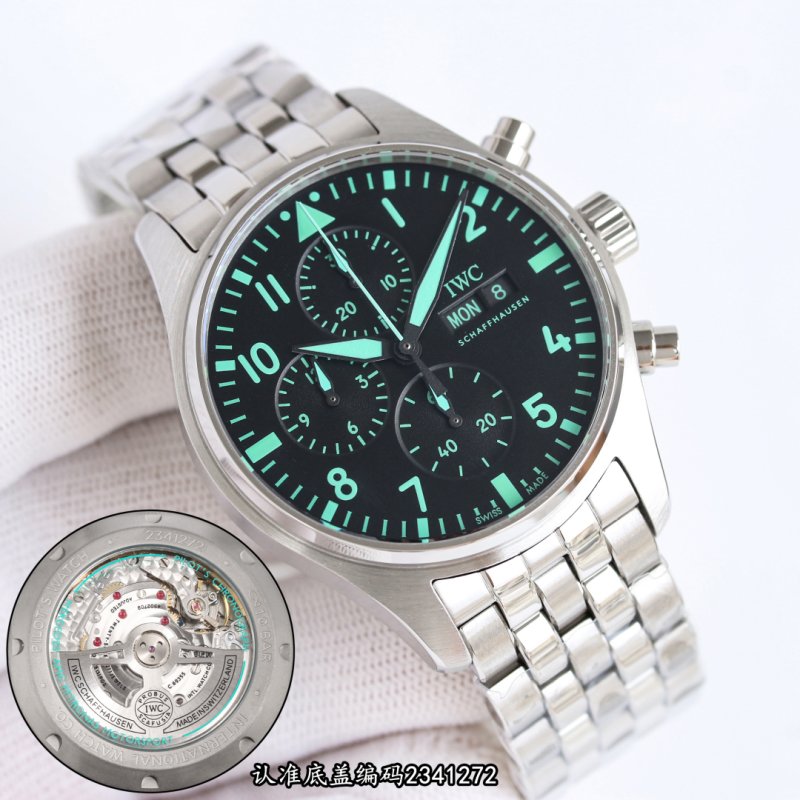 IWC Pilot Chronograph 43mm Steel Green Dial Automatic Watch