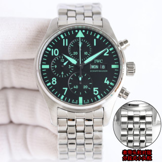 IWC Pilot Chronograph 43mm Steel Green Dial Automatic Watch view 2