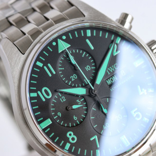IWC Pilot Chronograph 43mm Steel Green Dial Automatic Watch view 4