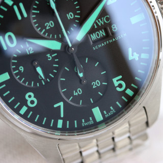 IWC Pilot Chronograph 43mm Steel Green Dial Automatic Watch view 5