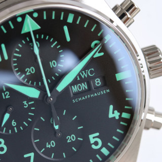 IWC Pilot Chronograph 43mm Steel Green Dial Automatic Watch view 6