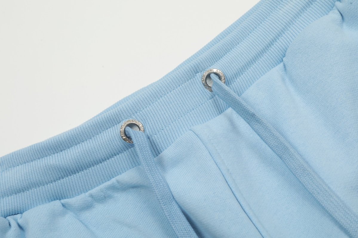 Light Blue Drawstring Shorts with Embroidered Detail view