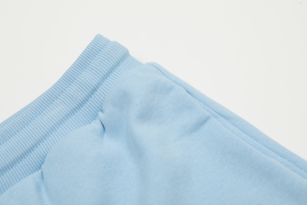 Light Blue Drawstring Shorts with Embroidered Detail view