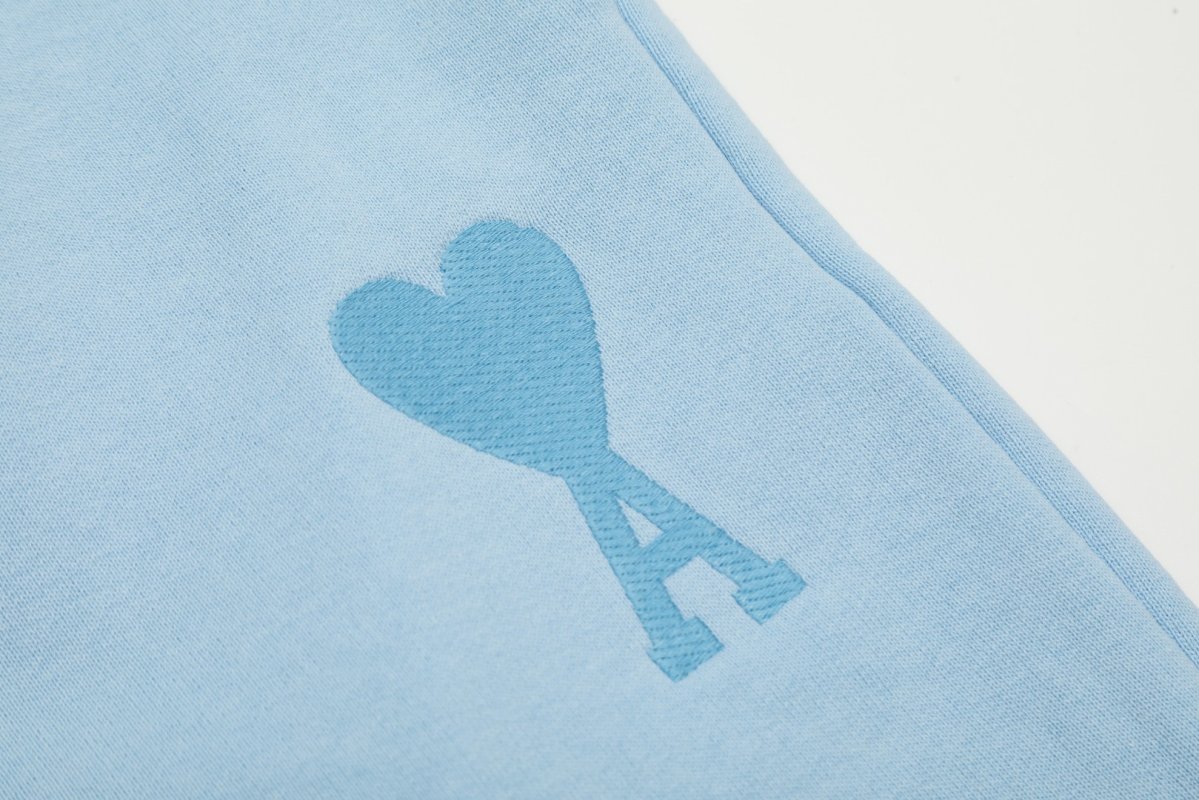Light Blue Drawstring Shorts with Embroidered Detail view