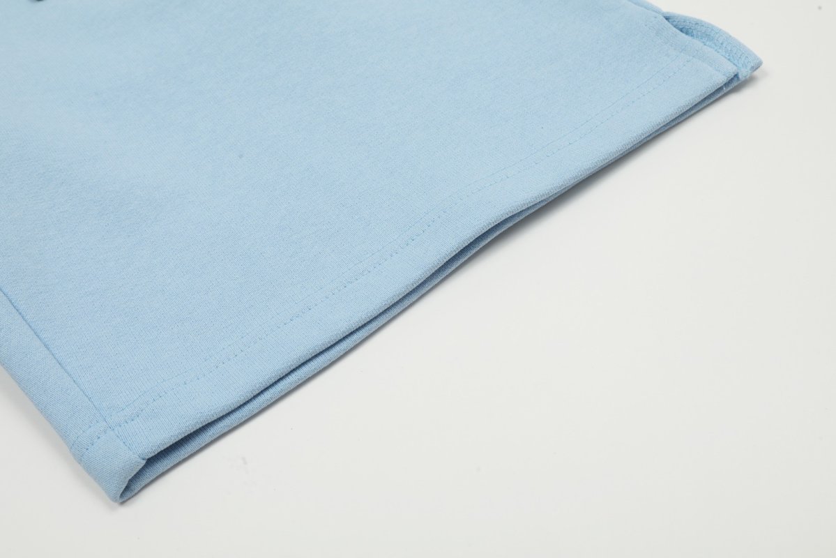 Light Blue Drawstring Shorts with Embroidered Detail view