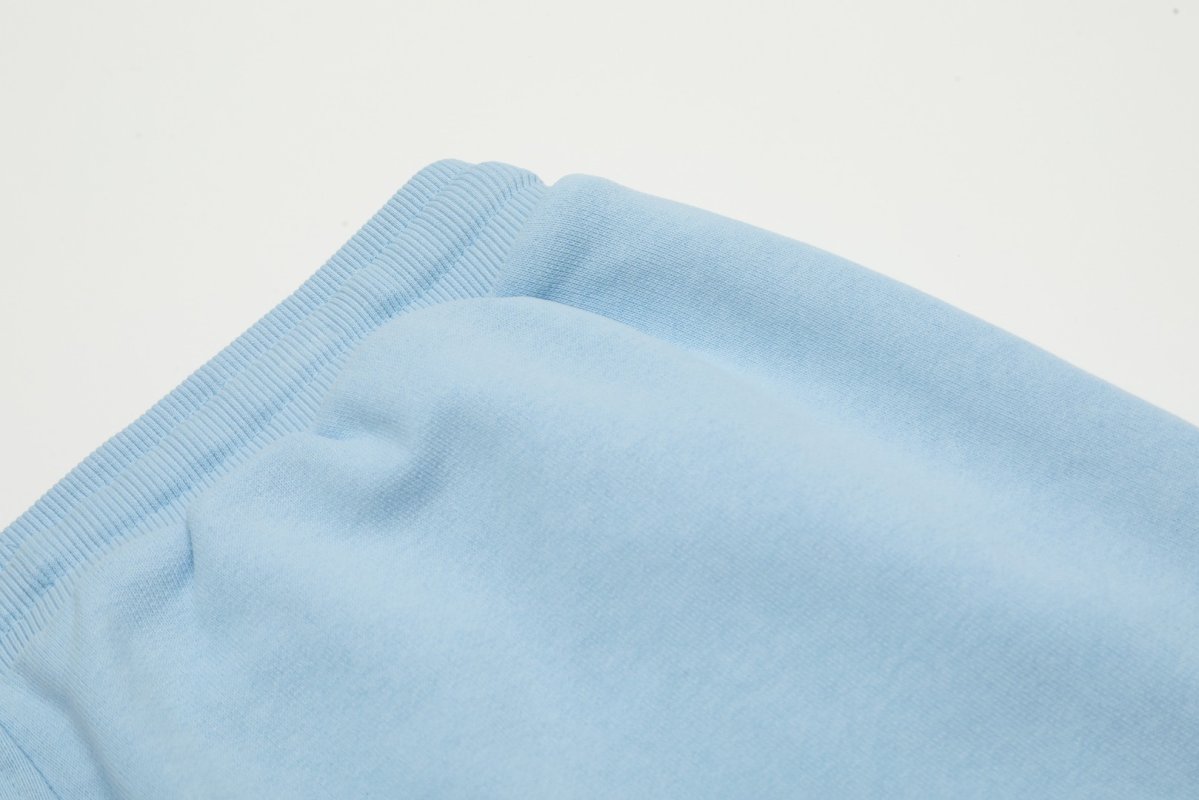 Light Blue Drawstring Shorts with Embroidered Detail view