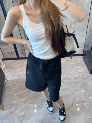 Black Drawstring Shorts with Cargo Pockets view 3