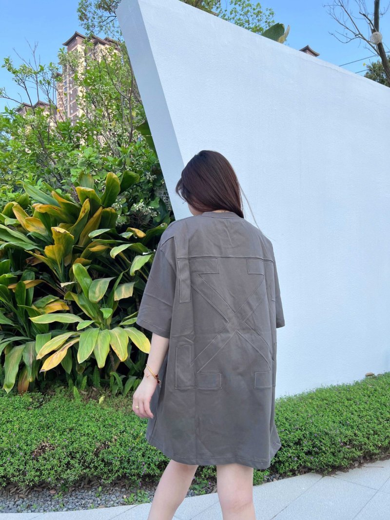 Oversized Grey T-Shirt Dress with Minimalist Embroidery view