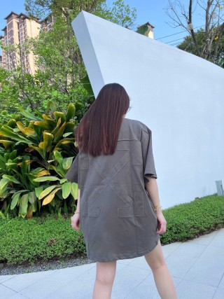 Oversized Grey T-Shirt Dress with Minimalist Embroidery view 4