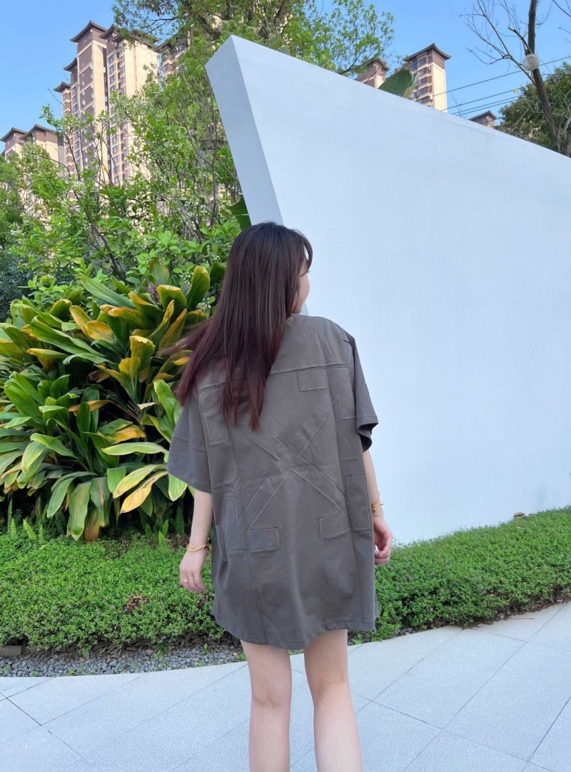 Oversized Grey T-Shirt Dress with Minimalist Embroidery view