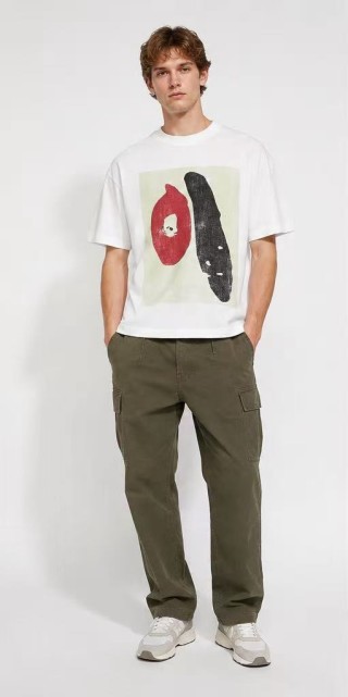 White Abstract Graphic Print Short-Sleeve T-Shirt
