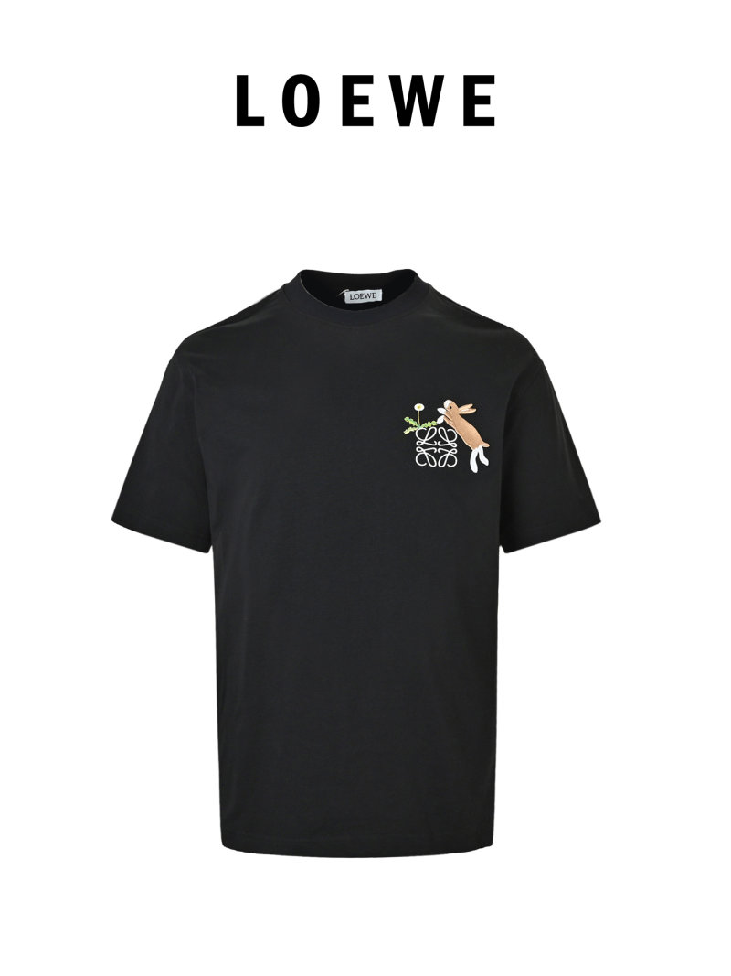 Loewe Black T-Shirt with Embroidered Anagram Logo view