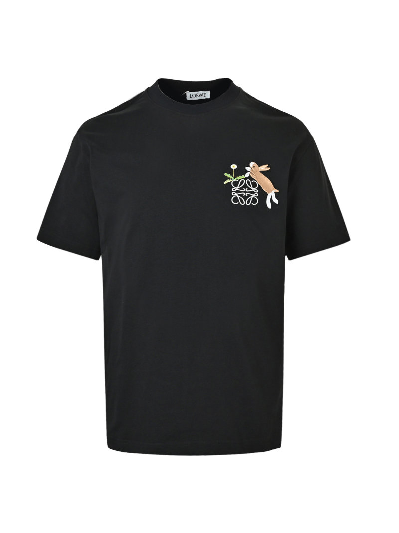 Loewe Black T-Shirt with Embroidered Anagram Logo view