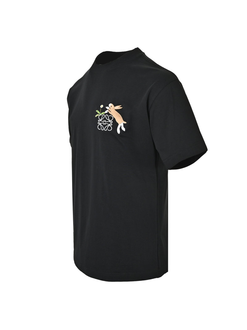 Loewe Black T-Shirt with Embroidered Anagram Logo view