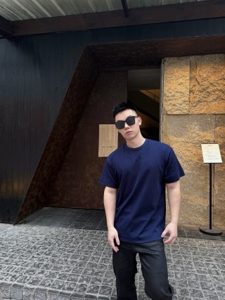 Gucci GG Embroidered Navy Blue T-Shirt view 2