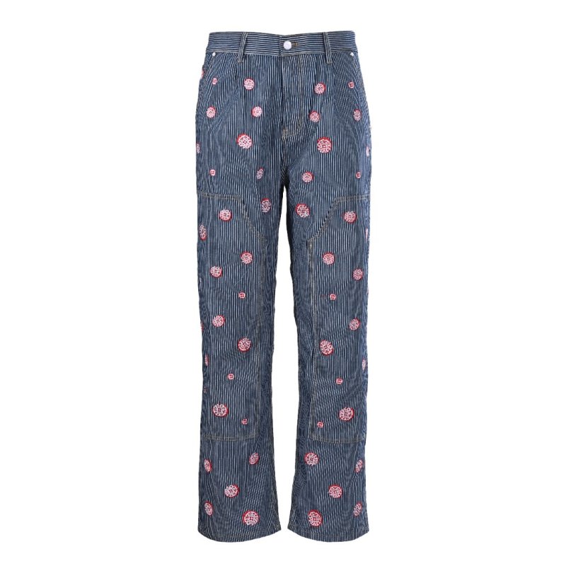 Striped Ribbed Shirt & Trousers Set - Grey with Pink Floral Print view